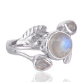 Export Quality Stylish Natural Rainbow Moonstone 925 Silver Ring